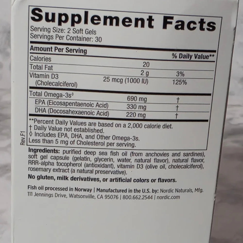 Supplement facts label on a product packaging with a blue border.