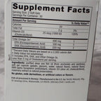 Supplement facts label on a product packaging with a blue border.