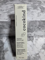 Cocokind retinol gel packaging on a marble surface