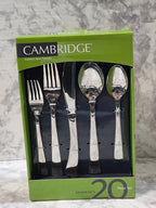 Cambridge cutlery set in packaging on a marble surface