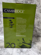 Green Cambridge cutlery set packaging on a marble surface