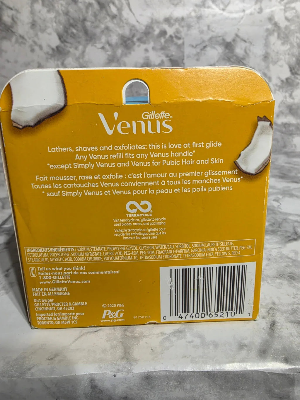 Venus brand packaging on a marble surface