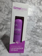 Timeless Lavender spray packaging on a marble surface