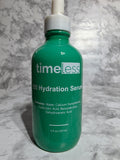 Front of a green Timeless B5 Hydration Serum bottle with a white dropper cap, 4 fl oz
