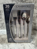 Cambridge cutlery set packaging on a marble surface