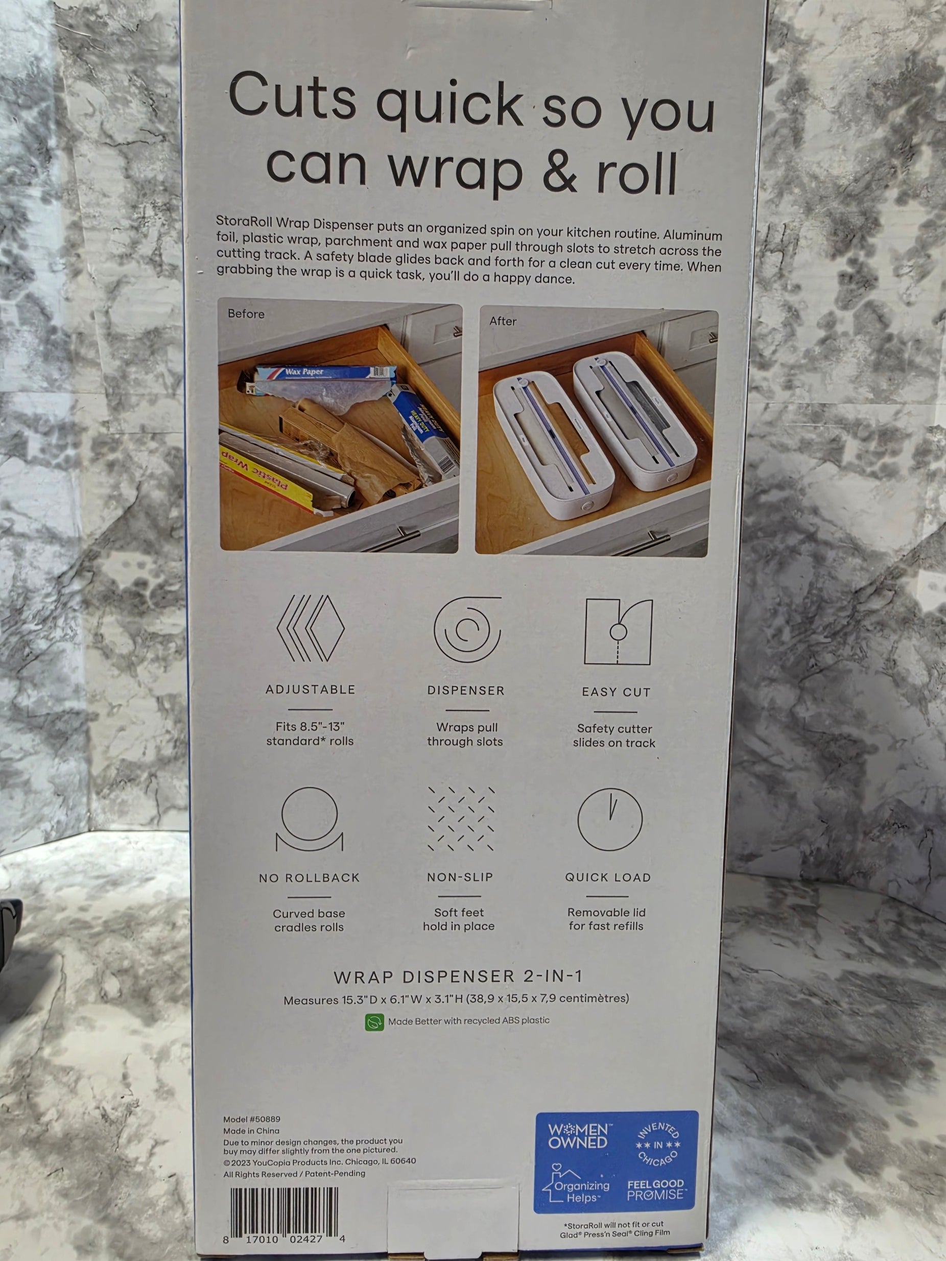 youCopia StoraRoll Wrap Dispenser with Safety Slide Cutter 50889
