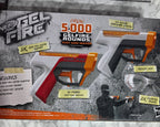 Toy power tool set packaging on a marble surface