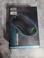 Altec Lansing RGB gaming mouse box on a gray marble surface