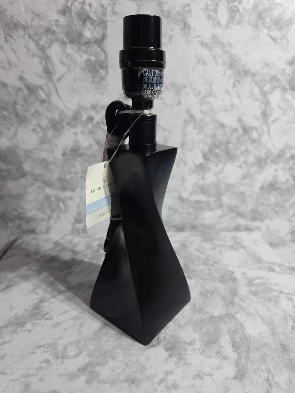 Room & Retreat Mini Twisted Table Lamp Base - Matte Black