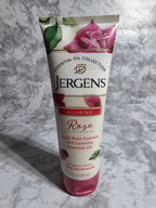 Jergens essential oil collection tube on a marble surface