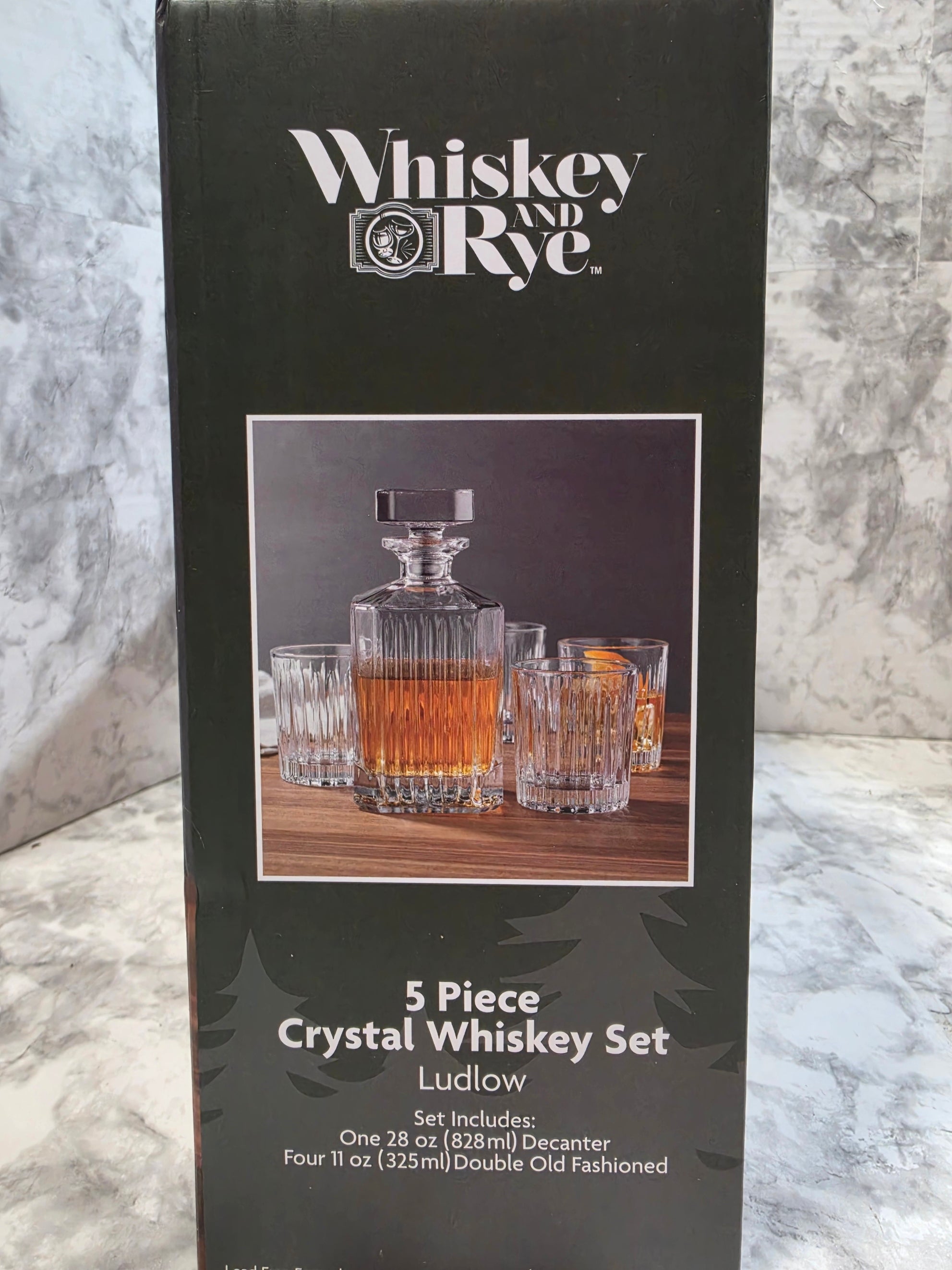 Godinger Whiskey and Rye Ludlow 5-Piece Crystal Whiskey Set