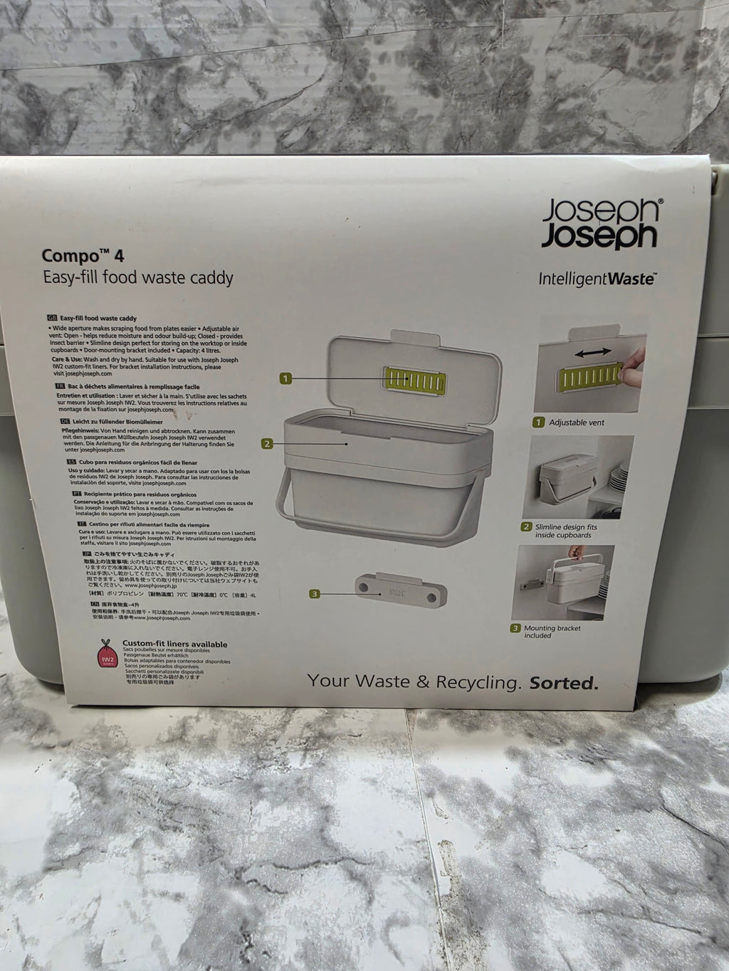Joseph Joseph Compo 4 Food Waste Caddy – 4L Stone