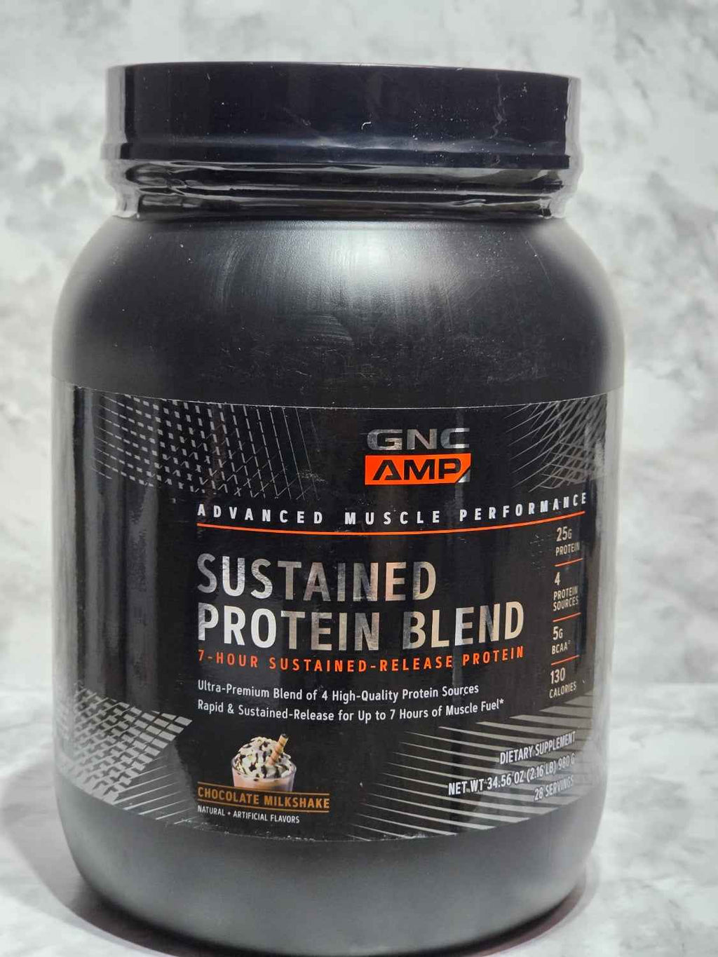 GNC AMP Sustained Protein Blend – Chocolate Milkshake, 34.56 oz, 28 Servings