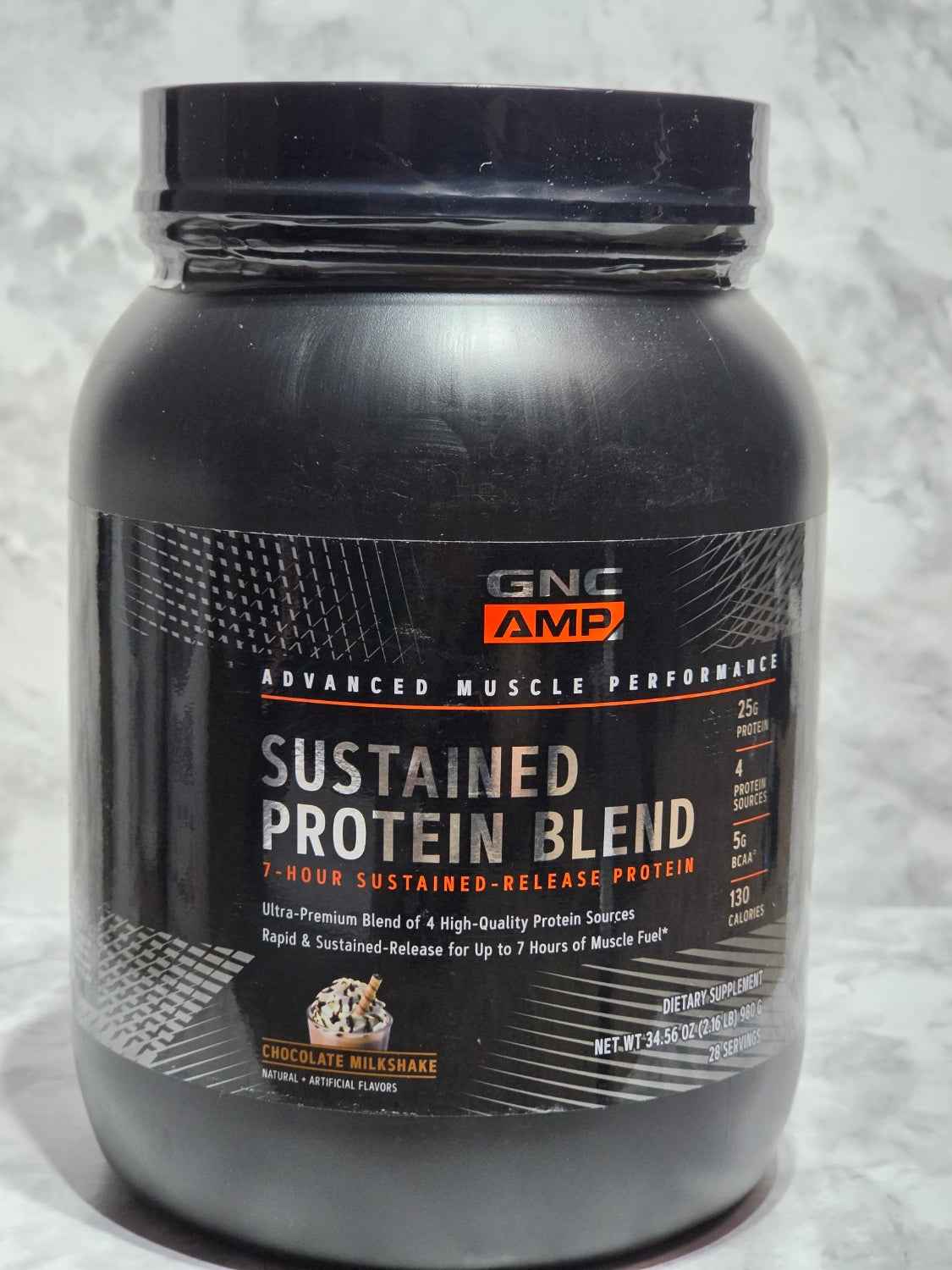 GNC AMP Sustained Protein Blend – Chocolate Milkshake, 34.56 oz, 28 Servings