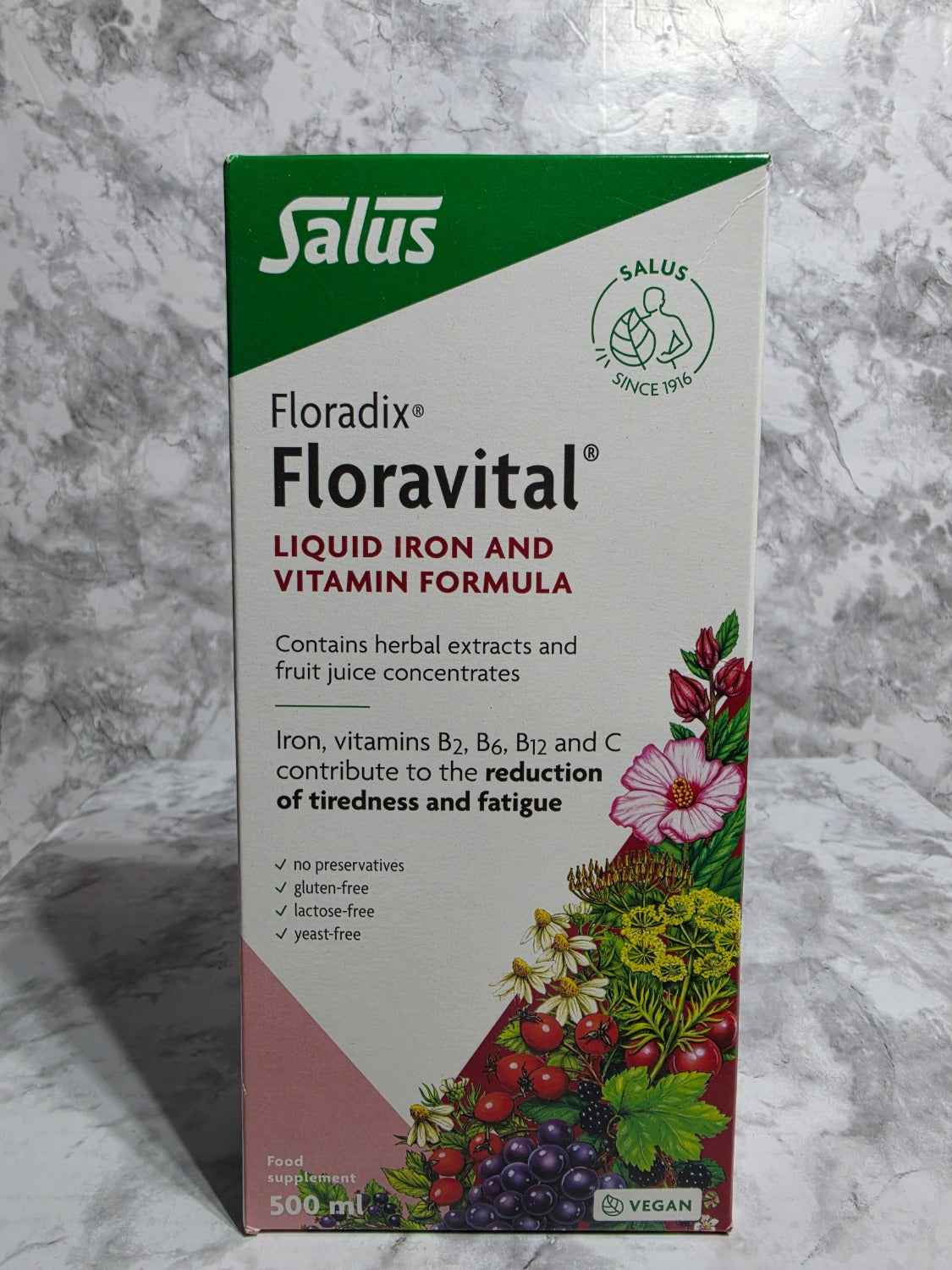 Salus Floradix Floravital Liquid Iron and Vitamin Formula, 500 ml