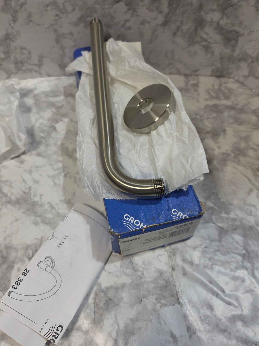 Grohe Wall Mount Shower Arm with Escutcheon — Brushed Nickel (28383EN0)