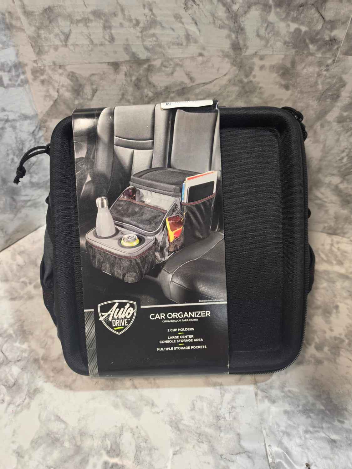 Auto Drive Car Console Organizer with Dual Cup Holders — Black
