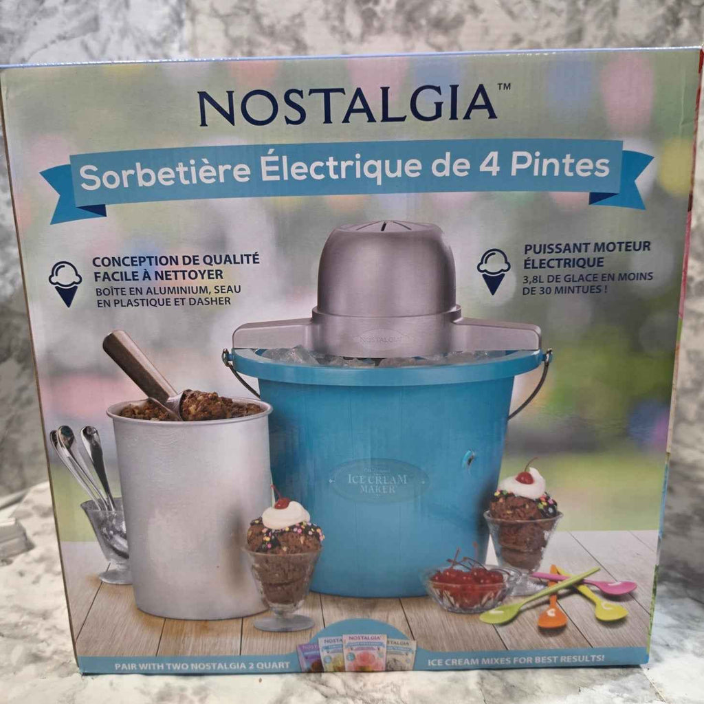 Nostalgia 4 Qt. Electric Ice Cream Maker Blue PICM4BG