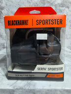 Blackhawk Serpa Sportster holster packaging on a gray marble surface