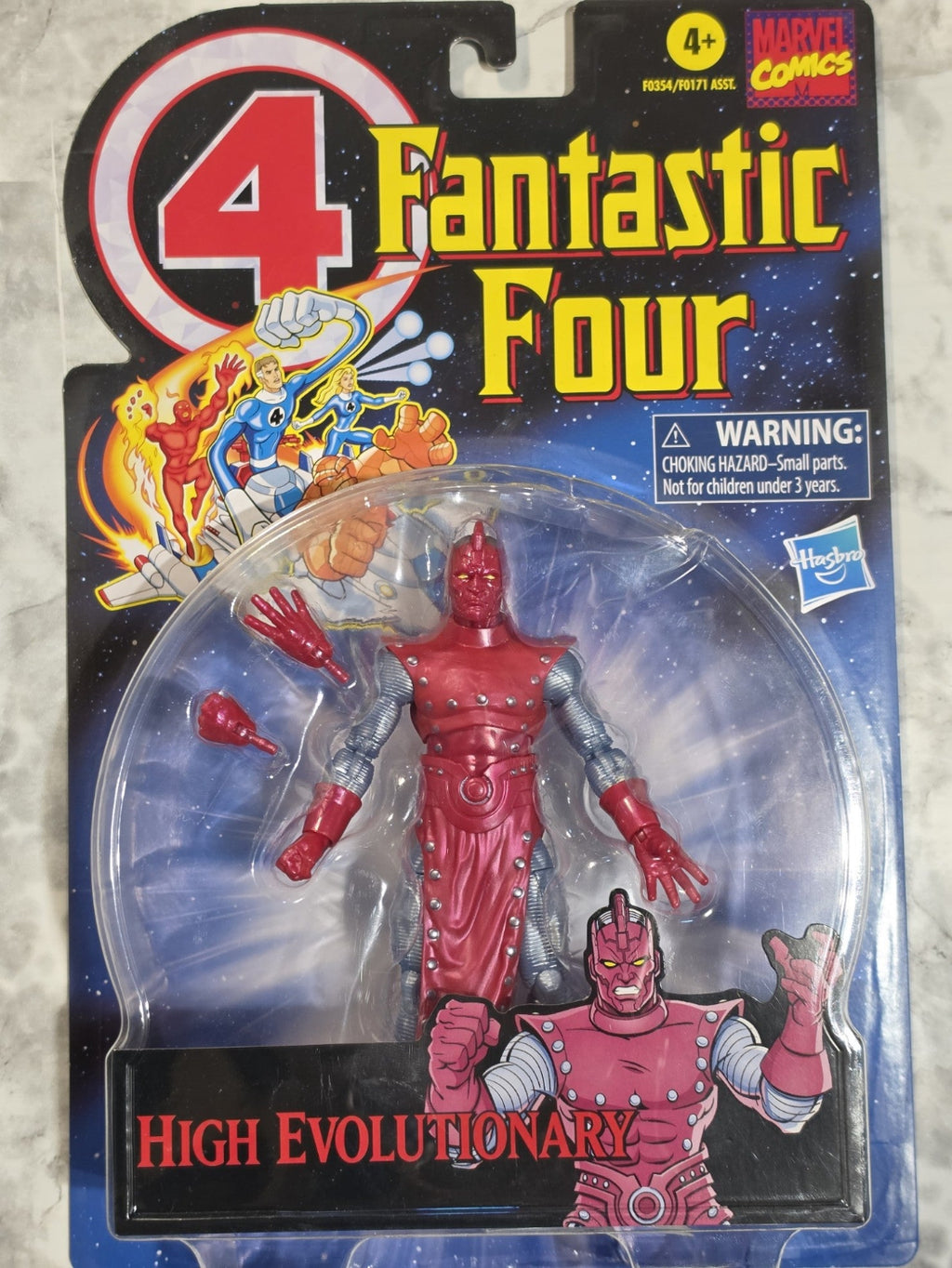 Marvel Comics Fantastic Four High Evolutionary action figure in packaging on a gray surface