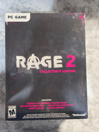 Rage 2 Collector's Edition game box on a textured surface