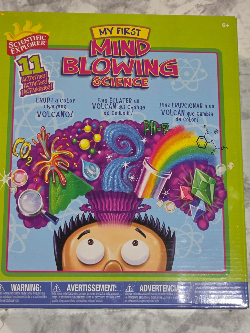 Children's science experiment kit packaging with colorful design and text.