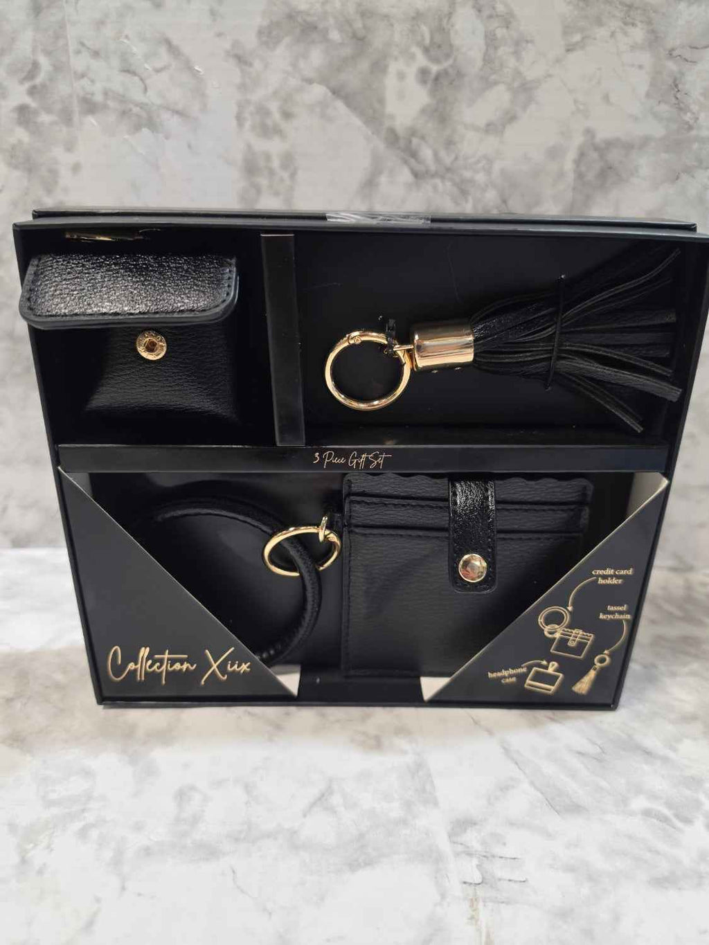 Collection XIIX 3-Piece Small Leather Goods (SLG) Gift Set - Black (NIB)