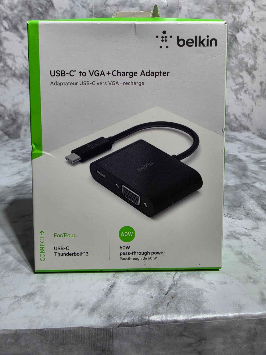 Belkin USB-C to VGA + Charge Adapter with 60W Pass-Through Power (NIB)