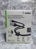 Belkin BoostCharge Pro Flex USB-A to Lightning Cable - Blue, 6.6ft (NIB)