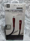 Case Logic 10ft USB-C to Lightning Flat Braided Cable — Red