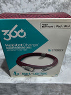 360 Electrical HabitatCharge 4ft USB-A to Lightning Braided Cable — Choose Color