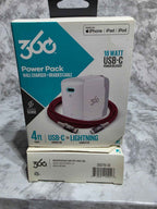 360 Electrical Power Pack 18W USB-C PD Charger & 4ft Lightning Cable — Cranberry