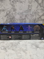 Actual stocked product photo of DC Batman Robin Nightwing Joker Clayface 5-figure mini pack back panel.