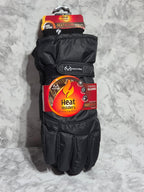 Black heated glove with Heat Holder branding on a gray surface