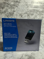 Linksys WUSB6100M Max-Stream AC600 Wi-Fi adapter in original retail box