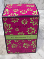 Mary Kay exotic passionfruit product packaging on a textured surface