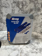 Kreg pocket-hole jig packaging on a marble surface