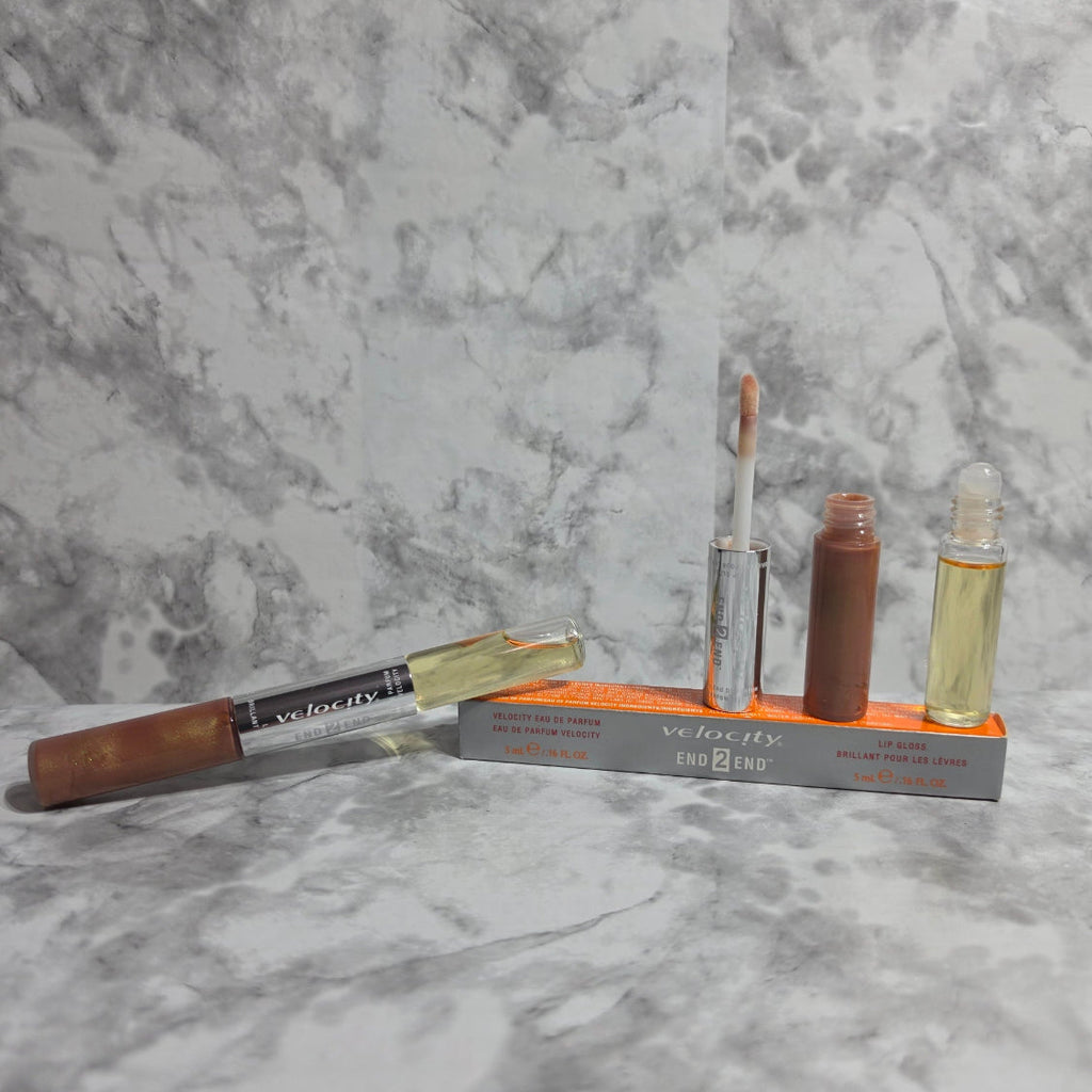 Set of makeup brushes on a marble surface