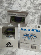 Breathe Better mouthguard packaging with Adidas logo on a marble surface