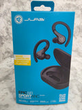JLab Epic Air Sport ANC wireless earbuds packaging on a marble surface