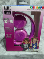Altec Lansing Kid Safe Wired Over-Ear Headphones Pink — 85dB volume limiter, ages 3-5, new in retail box, photographed on marble workspace at More4less Outlet Burlington KY