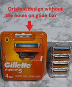 Gillette Fusion5 razor and blades on a marble surface original without small groves on glide bar