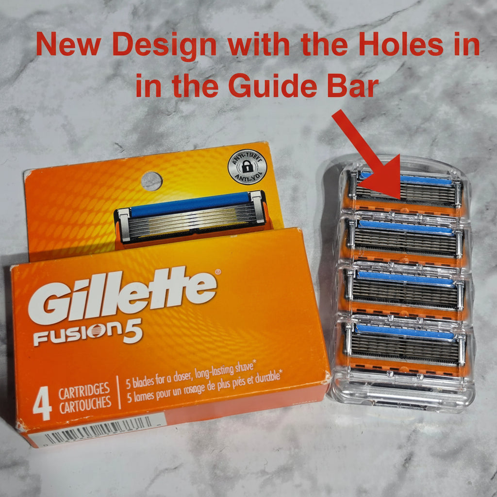 Gillette Fusion razor blades on a marble surface new design