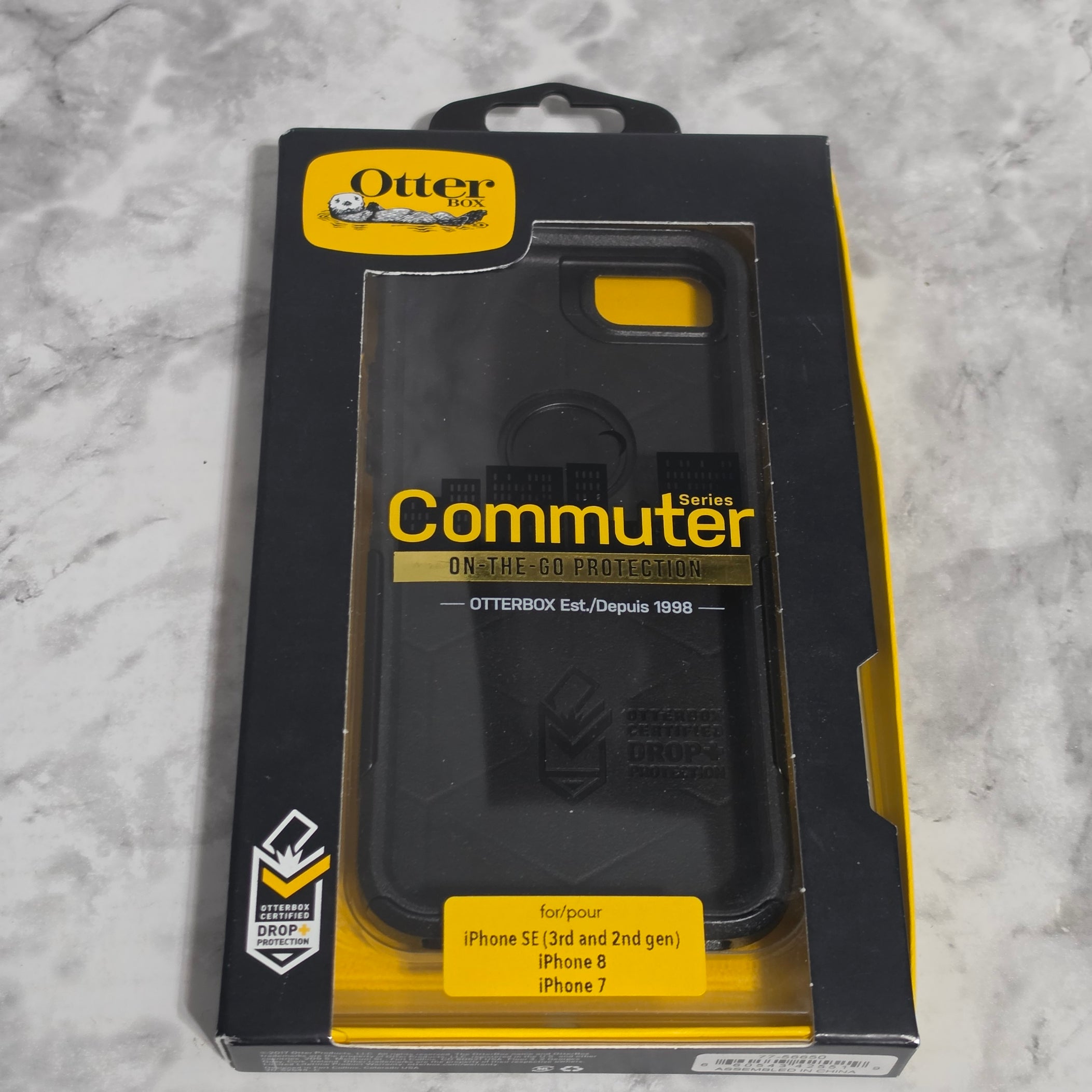 OtterBox Commuter Series case for iPhone SE 3rd 2nd gen iPhone 8 iPhone 7 – black – new in original retail box showing DROP+ protection and OtterBox Est. 1998 branding