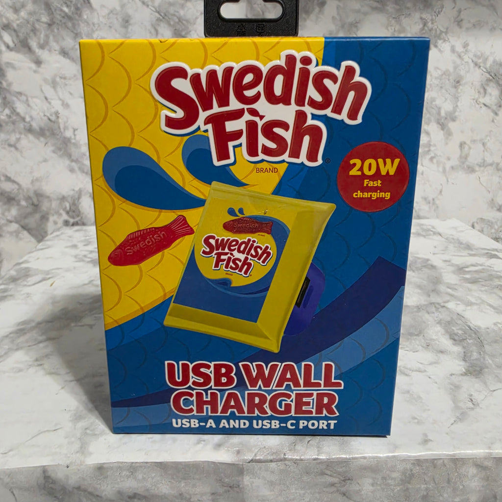Swedish Fish 20W Fast Charging USB Wall Charger Dual USB-A USB-C - real product photo