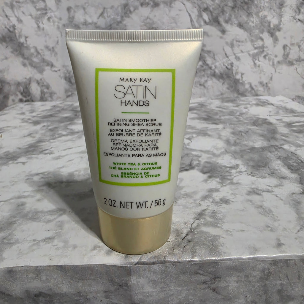 Mary Kay Satin Hands Satin Smoothie Refining Shea Scrub White Tea Citrus 2 oz - real product photo