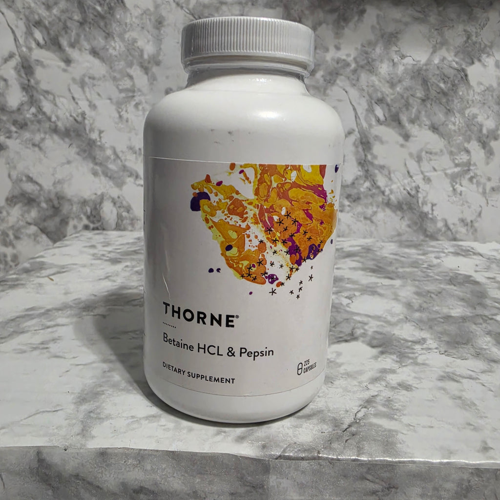 Thorne Betaine HCL & Pepsin 225 Capsules - real product photo