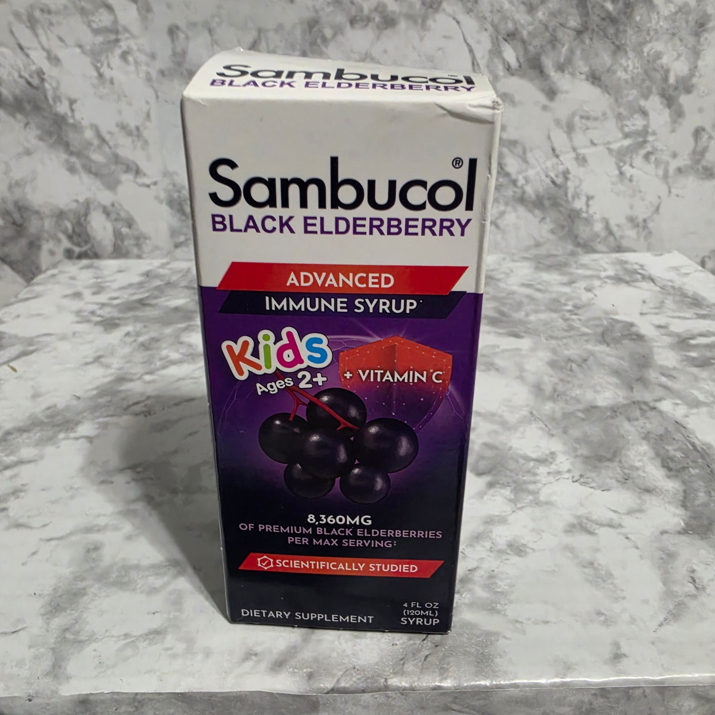 Sambucol Kids Black Elderberry Advanced Immune Syrup 4 oz - real product photo