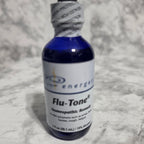 Energetix Flu-Tone Homeopathic Remedy 2 oz blue glass dropper bottle - real product photo