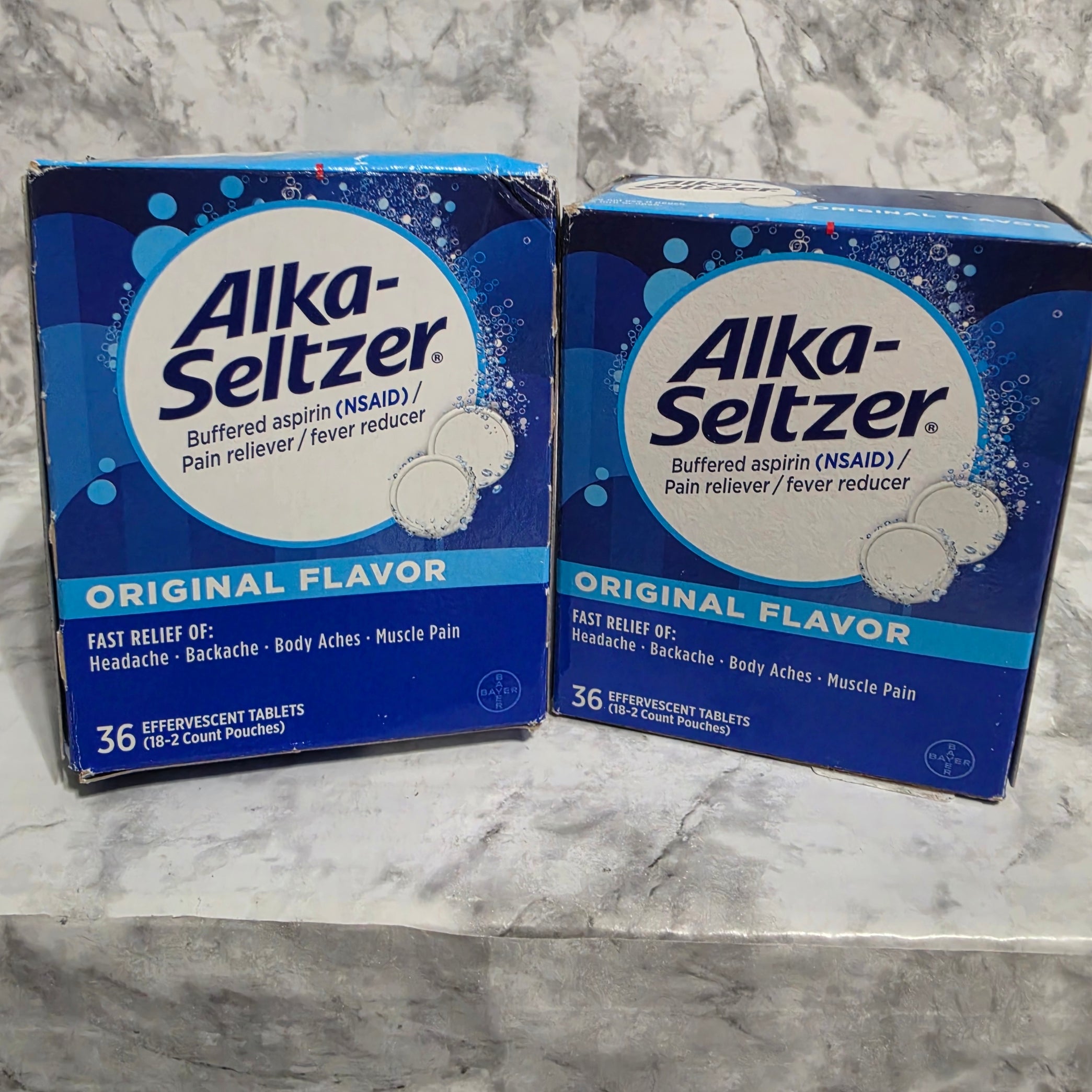 Alka-Seltzer Original Flavor 36-Count boxes - 2-box bundle, real product photo